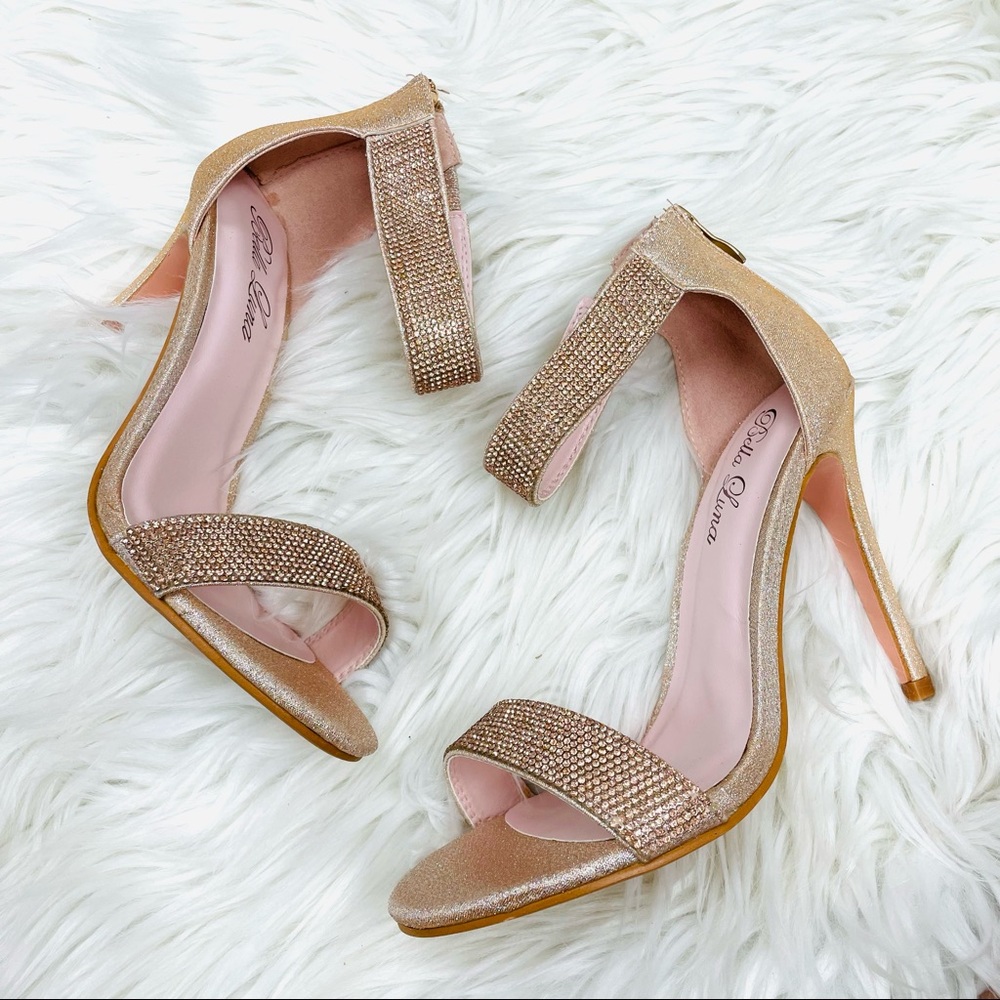 Champagne shimmer rhinestoned heel - Picture 3 of 7